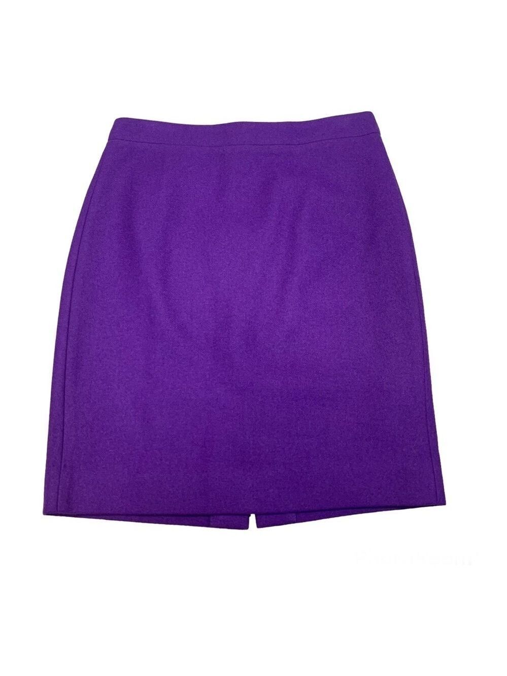 J Crew Purple Wool Pencil Skirt Sz 2